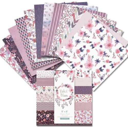 24 sheet Flower Voilet Bloom Scrapbooking background papers 6 inch patten paper for DIY photo album scrapbook junk journal