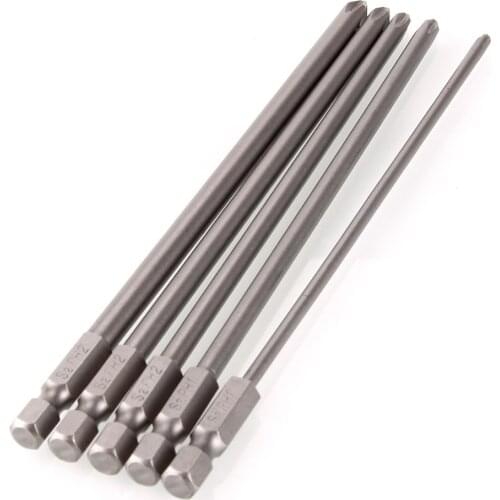 5Pcs/Set Shank 1/4" S2 Steel 150mm Long Magnetic Hex Cross Head Screwdriver Screw Driver Drill Bits Set #246979