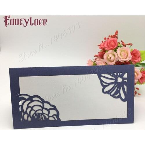 50pcs Party Table Name Wine Guest Place Cards Laser FlowerTable Place Cards Favor Decoration Wedding Supplies Seating Decoration
