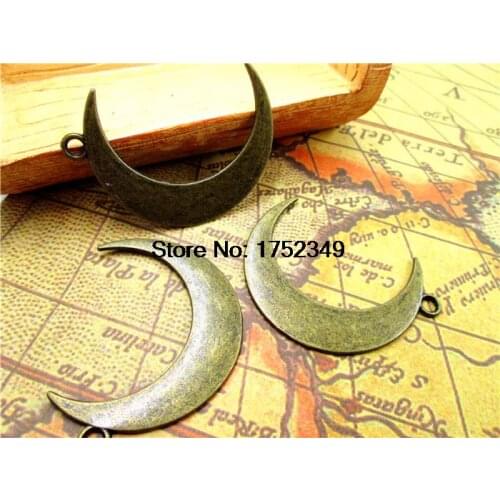 5pcs-Moon charms, Antique bronze moon Pendants/charms 44x32mm