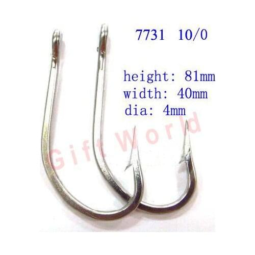 8pcs 7731 Size 10/0 Stainless Steel Saltwater Trolling Fishing Hooks for Shark Tuna