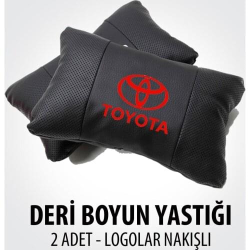 Car Neck Pillow Leather Auto Seat Head Support Neck Protector Rest Travel Cushion for Toyota (2 pcs)