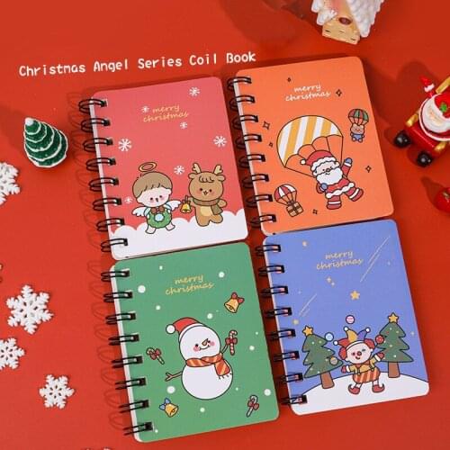 Kawaii Christmas Snowman Coil Notebook Cute Student Mini Portable Notebook Small Pocket Notebook Student Office Stationery
