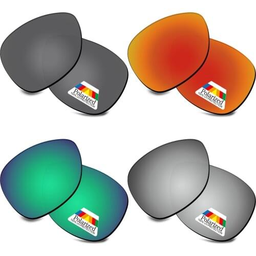 Bwake 4 Pairs Black & Silver & Green & Fire Red Polarized Replacement Lenses for-Oakley Dispatch 2 OO9150 Sunglasses Frame