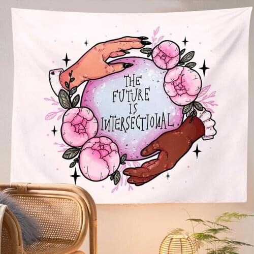 Pink Tapestry Wall Hanging Retro Vintage Boho Home Decor Magic Tarot Tapestry Bedroom Drom Room 90S Floral Heart Wall Decor