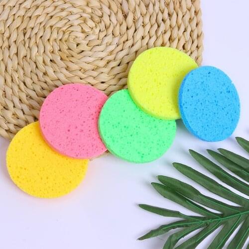 5pcs Natural Wood Sponge Compress Cosmetic Puff Facial Washing Sponge Face Care Cleansing Makeup Remover Tools