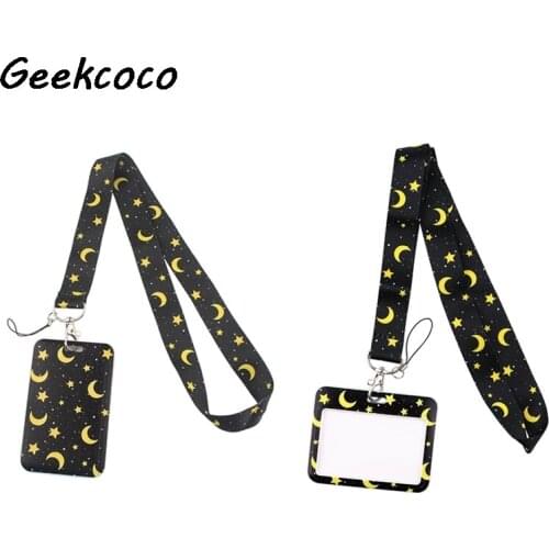 J2728 Cartoon Moon And Star Hard Staff Identification Name Badge ID Card Access Exhibition Card With Lanyards
