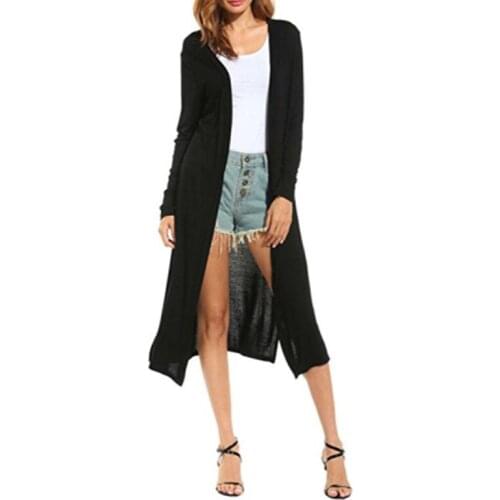 Pocket Bottom Corner Knitted Long Cardigan Jacket Sunscreen on Both Sides Long Jackets for Women
