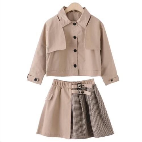 Baby Girl Clothes Sets 2021 Coat And Skirts 2 Pcs Sets Korea Fashion Children Clothes 4 6 8 10 12 Year Girl Clothes 0utfits