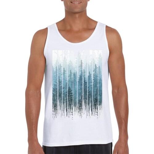 Fashion Grunge Dripping Turquoise Misty Forest Printed Men Tank Tops Funny O-Neck Vest Sleeveless Casual Men Tee