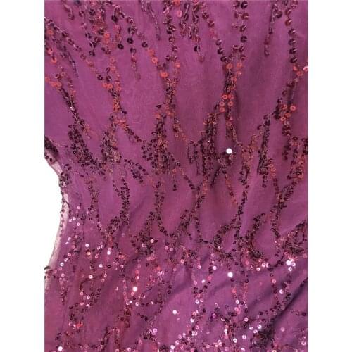 New french design tulle lace with sequins for dresses wine or red color lace fabric tulle african lace high quality