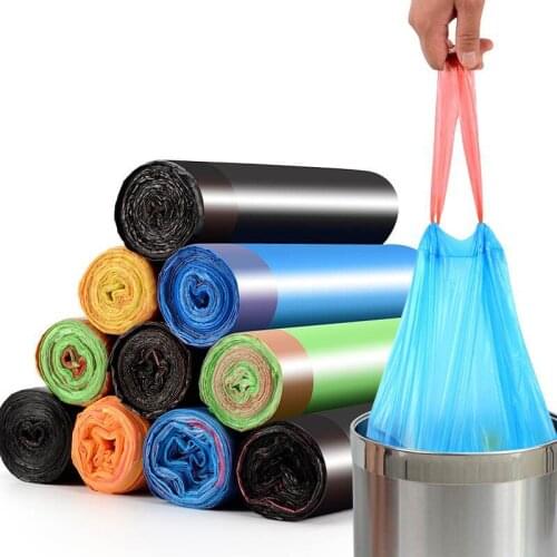 Source garbage bag household portable thickening affordable kitchen vest-style drawstring closing large garbage can plastic bag
