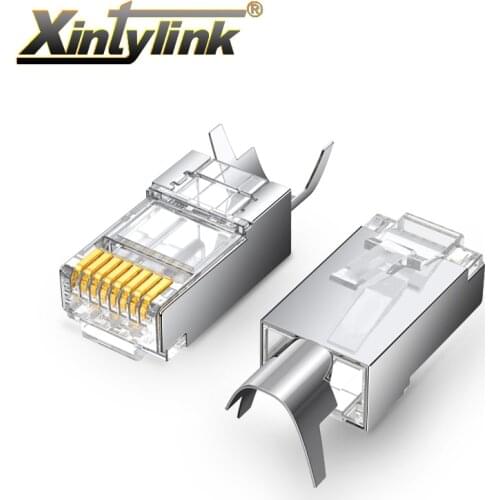 Xintylink cat7 rj45 connector rj 45 ethernet cable plug cat6a 8P8C stp shielded cat.7 cat.6a network jack modular 10/50/100pcs