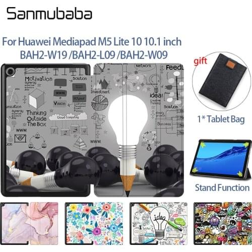 Sanmubaba Cover Case For Huawei Mediapad M5 Lite 10 10.1 inch Magnetic Slim PU Leather Flip Stand Smart Funda Coque BAH2-W19/L09