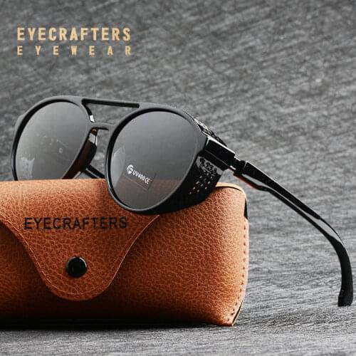 Fashion Fashion Polarized Gothic Sunglasses Goggles Design Shades Retro Mens Womens Round Steampunk Sunglasses Eyewear Glasses