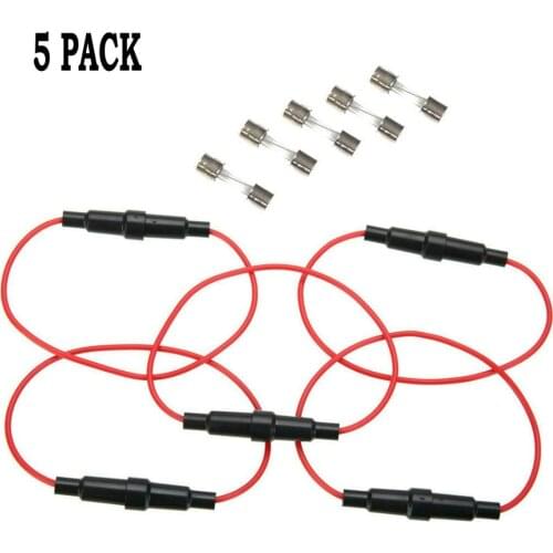 5X Type Fuse Glass Holder 5x20mm Inline AGC Fuse Screw Quick-Blow with 22AWG Wire Wired Fuse Sleeve Holder