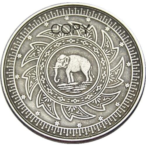 Thailand 1863 RAMA IV SILVER 2 BAHT Silver Plated Copy Coin