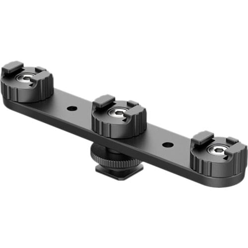 Triple Cold Shoe Bracket with 1/4 Inch Adapter for SLR Camera Mount Adapter Bracket