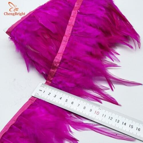 ChengBright Hot 10Yards Cock Feathers Trim Cloth Sideband Chicken Pheasant Feather Trims Clothing Wedding Feather Ribbon DIY