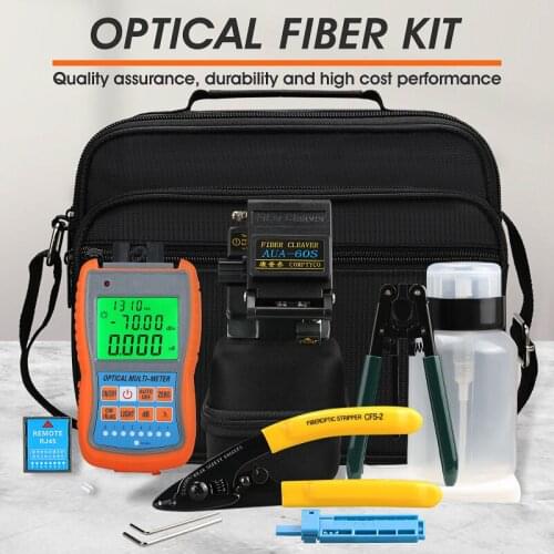 FTTH Fiber Optic Tool Kit with Fiber Cleaver -70~+10dBm Mini Optical Power Meter Visual Fault Locator 10km