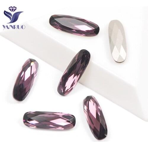 YANRUO 4161 Elongated Baguette Amethyst Apparel Sewing Glass Sewing Strass Pointback Stones Dress For Sewing And Needlework
