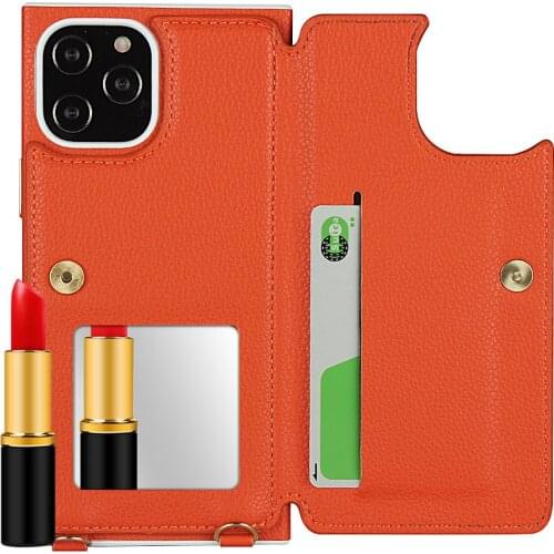 Back Cover For iPhone 12 Luxury Leather Wallet Flip Case Coque for iPhone 12 mini 12 pro max Hoesje with lanyard Phone Accessory
