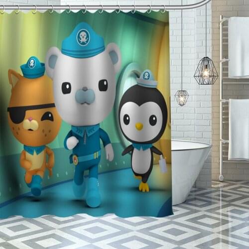 Custom High Quality Anime Octonauts Shower Curtain Waterproof Bathroom Polyester Fabric Bathroom Curtain With Hooks