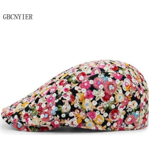 GBCNYIER 2018 Spring And Summer Flower Pattern Female Beret Fashion Leisure Flowers Berets Short Brim Women Casual Sunhat Thin