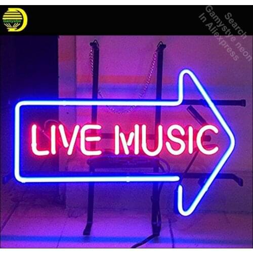 Live Music Neon Sign neon bulb Sign Arrow Glass Tube neon lights Recreation Beer Room Iconic Sign Advertise Windows Garage Wall