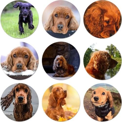 58mm Cocker Spaniels Dog Puppies Icons Pins Badge Decoration Brooches Metal Badges For Backpack Decoration