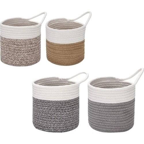 2PCS Hanging Cotton Rope Baskets,Woven Storage Basket For Bike Hang Bag,Planter Pot,Wall Organizer For Keys-ABUX