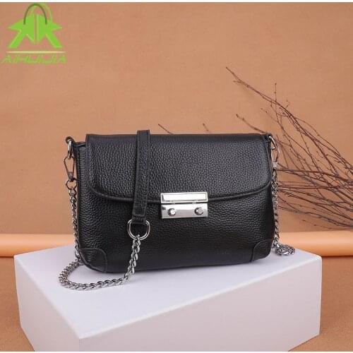 2021 Fashion New Solid Color Genuine Leather Shoulder Bags For Women High Quality Chain Crossbody Bags Small Casual Ladies Bags