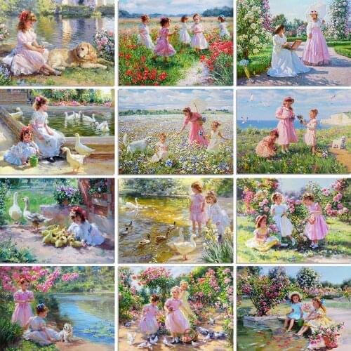 5D Diy Diamant Schilderij Meisje Portret Volledige Vierkante Diamanten Borduurwerk Tuin Landschap Nieuwjaar Home Decorations