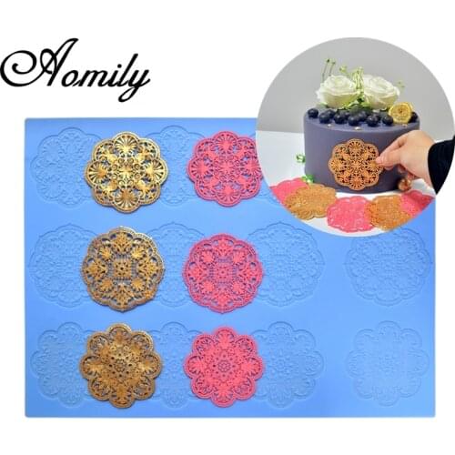 Aomily 3 Styles Art Snowflake Shaped Lace Silicone Mold Wedding Cake Flower Border Decoration Fondant Cake Surround Baking Mat