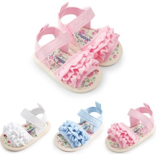 2018 Sweet Lovely Summer Casual Sandals Shoes Ruched Floral Print Flat With Heel Shoes 3 Style Outfit 0-18M