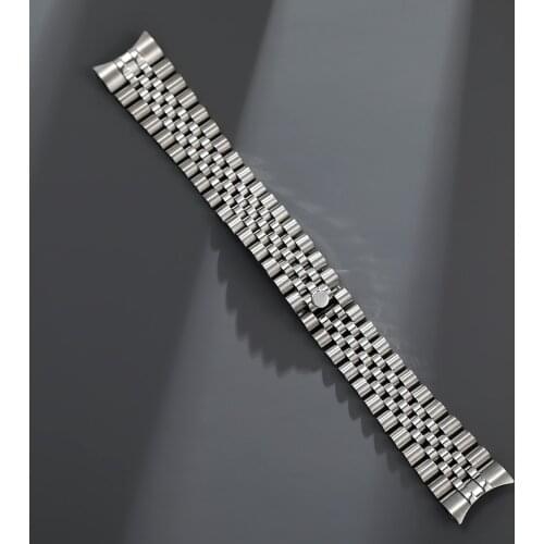 20mm Solid Stainless Steel jubilee Watch Band Bracelet Curved End fit for Rolex watch