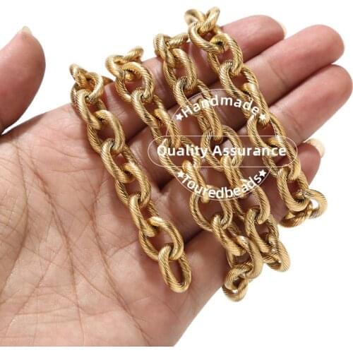 1 Meter 12x15mm Stainless Steel Cable Chain Heavy Circle Textured Chunky Chains for Punk Rock Jewelry Making