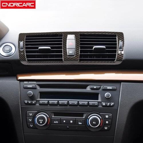 Carbon Fiber Color Center Console Air Conditioning Vent Frame Decoration Cover Trim For BMW 1 Series E81 2007-2011