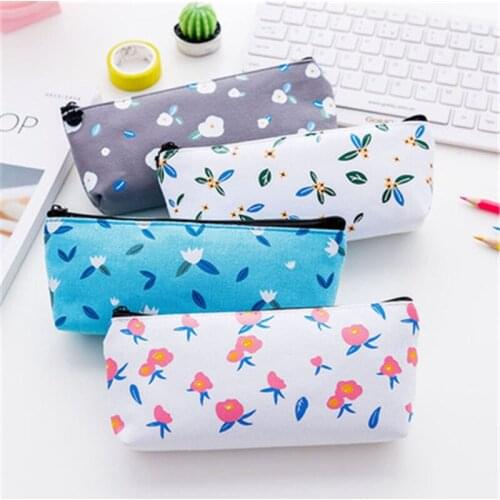 DL South Korea stationery girls lovely fresh canvas bag simple pencil stationery bag student supplies large capacity