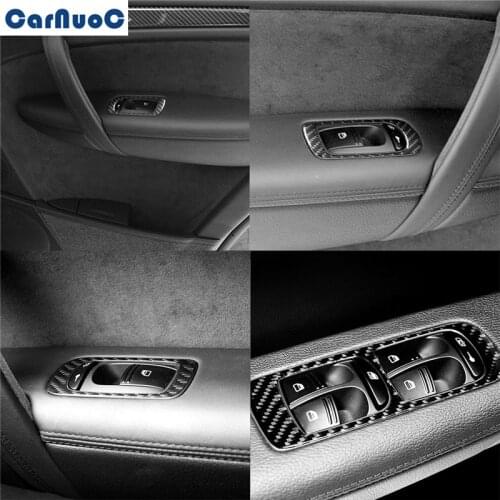 For Porsche Cayenne Sport SUV 2003-2010 With Navigation System Car Window Control Button Panel Trim Cover Carbon Fiber Sticker