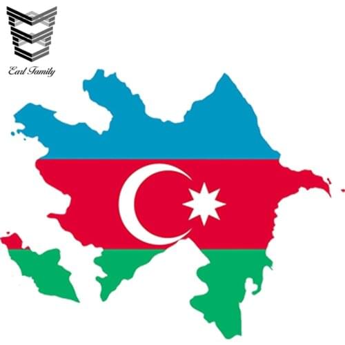 EARLFAMILY 13cm x 11.2cm Car Styling Azerbaijan Map Flag Car Sticker Silhouette Helmet Car Fridge Door Waterproof Accessories