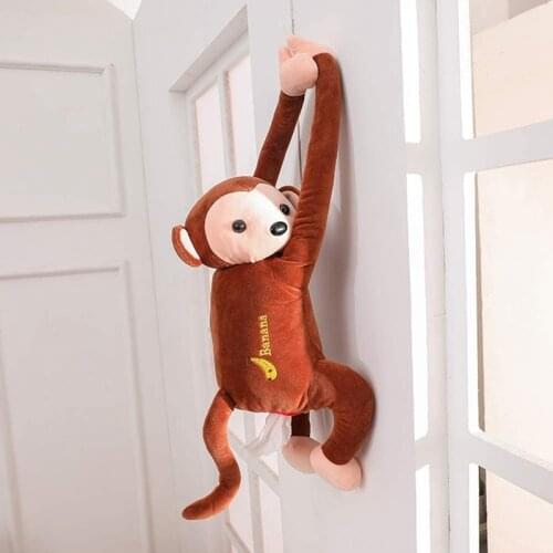 ELEG-Creative Monkey Tissue Box Cartoon Tissue Cover Paper Holder Napkin Box Paper Storage for Car Home Bathroom