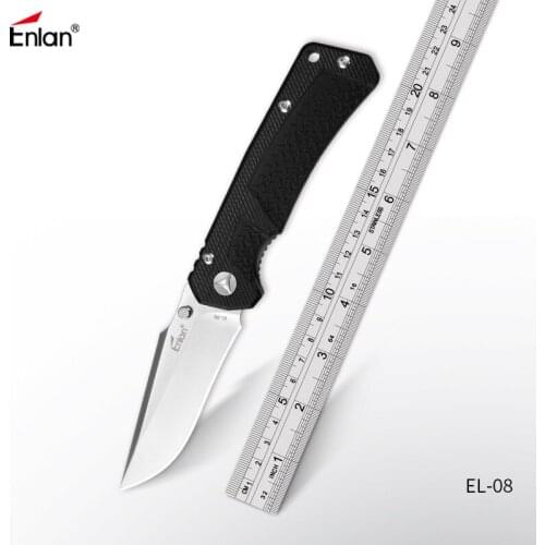 ENLAN EL-08 Hunting Knife 9Cr13mov Steel Satin Blade ,G10 Handle,58-60Hrc ,Survival Camping Folding Knives With Nylon Sheath