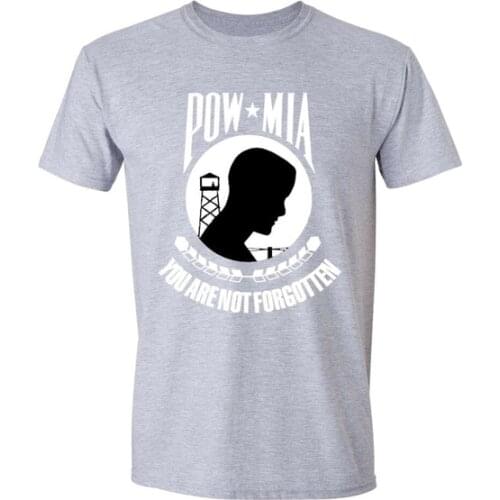 POW MIA Flag Not Forgotten T-Shirt Memorial Military Army USA Tshirt Gray