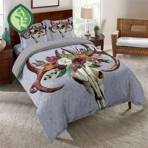 HELENGILI 3D Bedding Set Deer Print Duvet Cover Set Bedclothes with Pillowcase Bed Set Home Textiles #YC-349