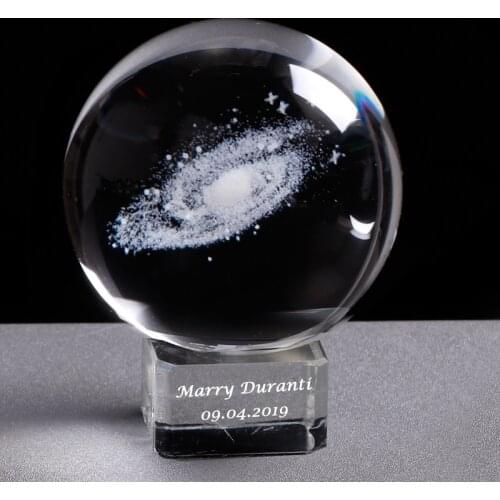 Customized Glass Base Crystal Ball Solar System Ball Galaxy Ball Decoration Personalized Universe Globe Planet Ball