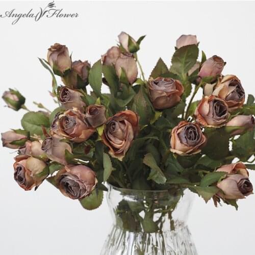 European Retro Artificial Rose Dried Flower Wedding Bouquet Fake Flower Peony Home Desktop Decoration Flower Wall Accessories