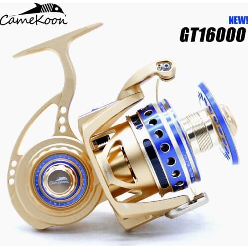 CAMEKOON Fishing Reel All Metal 30KG Carbon Drag Power Spinning Reel 12+1 Ball Bearings Saltwater Reel for Sea Big Game Fishing