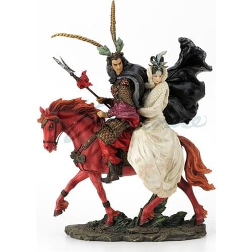 CHINESE ROMANCE OF THREE KINGDOMS HERO CHARACTERS SCULPTURE LV CLOTH DIAU CHARN RIDING HORSE STATUE RESIN HOME DECORATION R2321