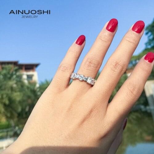 AINUOSHI 925 Sterling Silver Personalise SONA Diamond Engagement Rings For Women Unique Eternity Rings